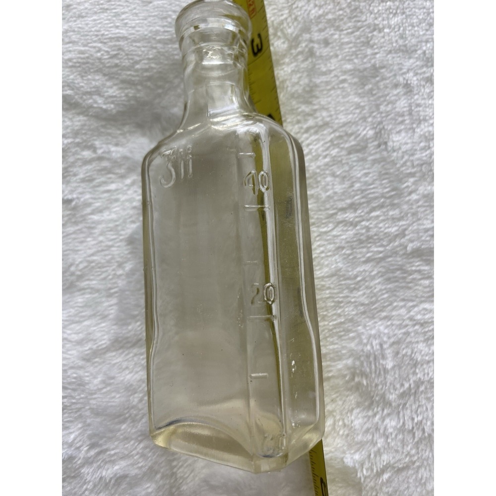 Vintage Owens 3iii Clear Glass Medicine Bottle Graduated Measurements Apothecary - Picture 5 of 6
